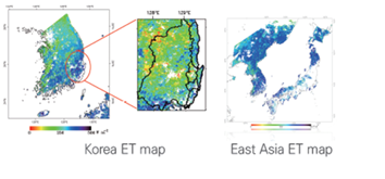 Korea ET map과 EAST Asia ET map